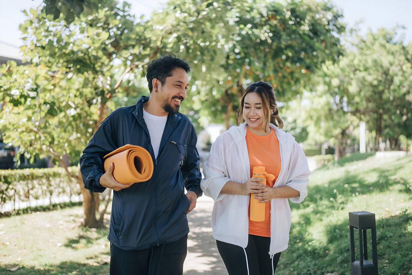 couple talking to each other post workout