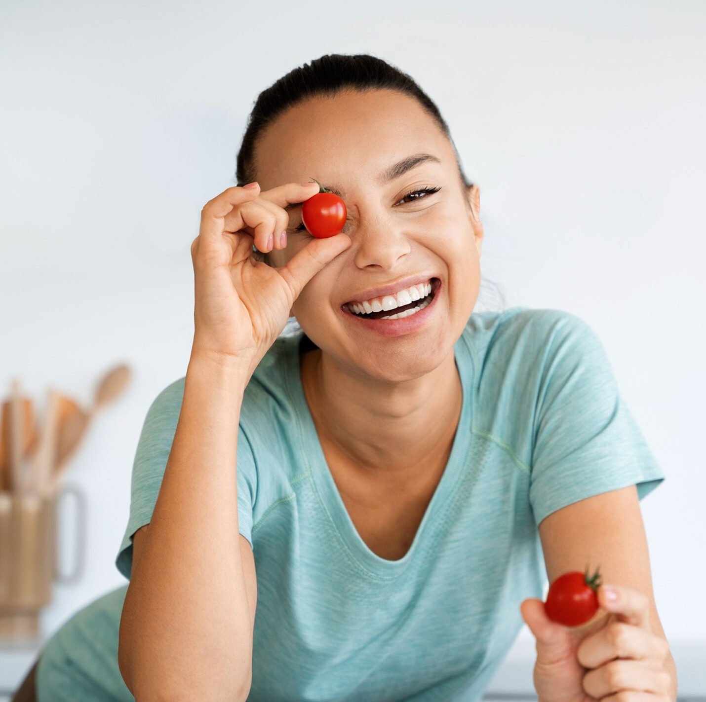 smiling women with cherry's