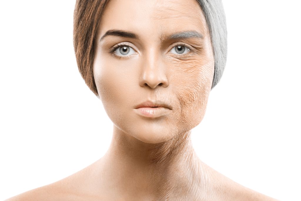 A woman image with aging comparison