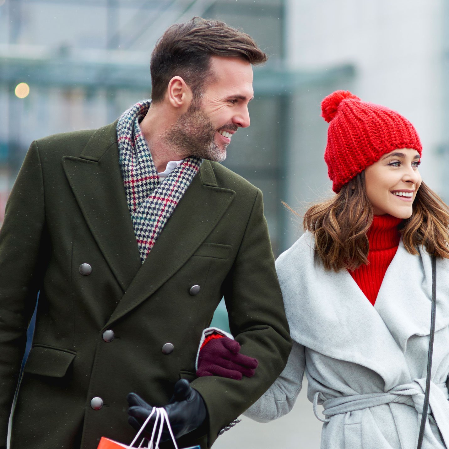 Couple enjoying holiday season